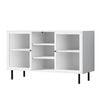 Oikiture Sideboard Buffet Storage Cabinet Tempered Glass Door Cupboard White