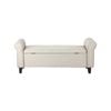 Oikiture Storage Ottoman Linen Arm Foot Stool Large Beige