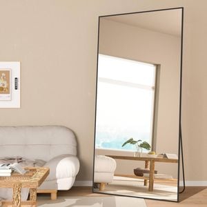 Oakory 180x80cm Rectangle Full Length Mirror, Floor Mirror With Aluminium Alloy Frame Black
