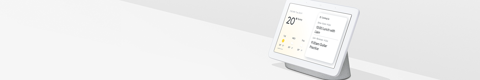 Background banner image displaying Google Nest product.