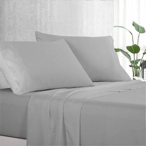 Luxton Pure Soft Plain Color 1000TC Bed Sheet Set (Pewter Grey, Double)