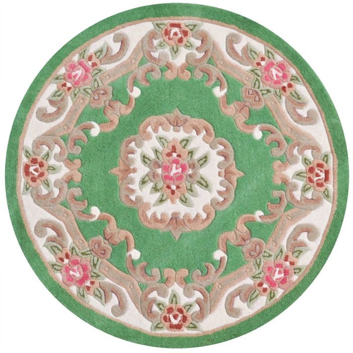 Traditional Handmade Wool Rug-Avolon-Pista Green-120x120cm