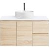 CIBO 900mm Coast Veneer Nordic Wall Hung Bathroom Vanity With White Gloss Fluted Basin