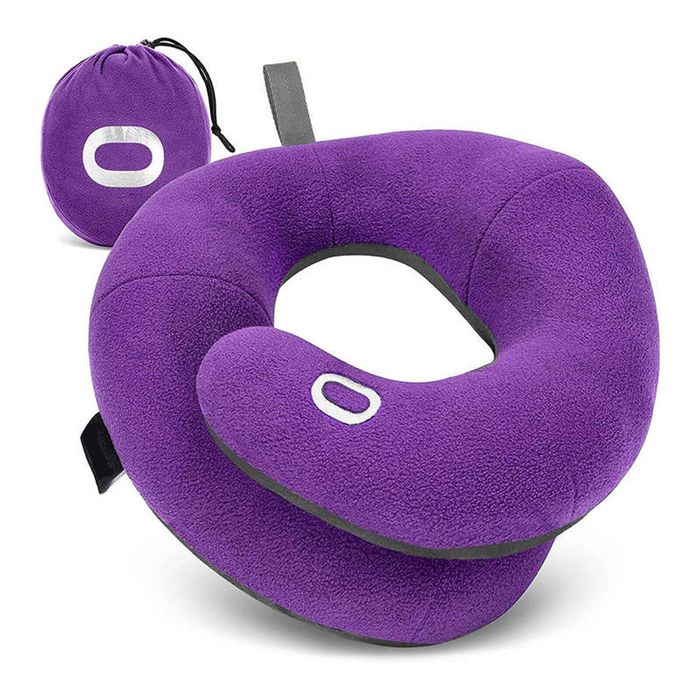 Catzon Neck Pillow for Travel Adjustable Head Chin Neck Support-Purple(L)