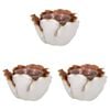 3PK LVD Resin/Glass 20cm Flower Tealight Candle Holder - Earth