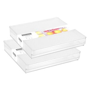 2pk Boxsweden Crystal 30x5.5cm Fridge Tray w/ Lid - Clear
