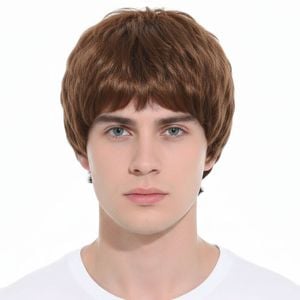 Mens Short Party Wig Costume Party Dress Up Fancy Classic Style - Brown - Brown