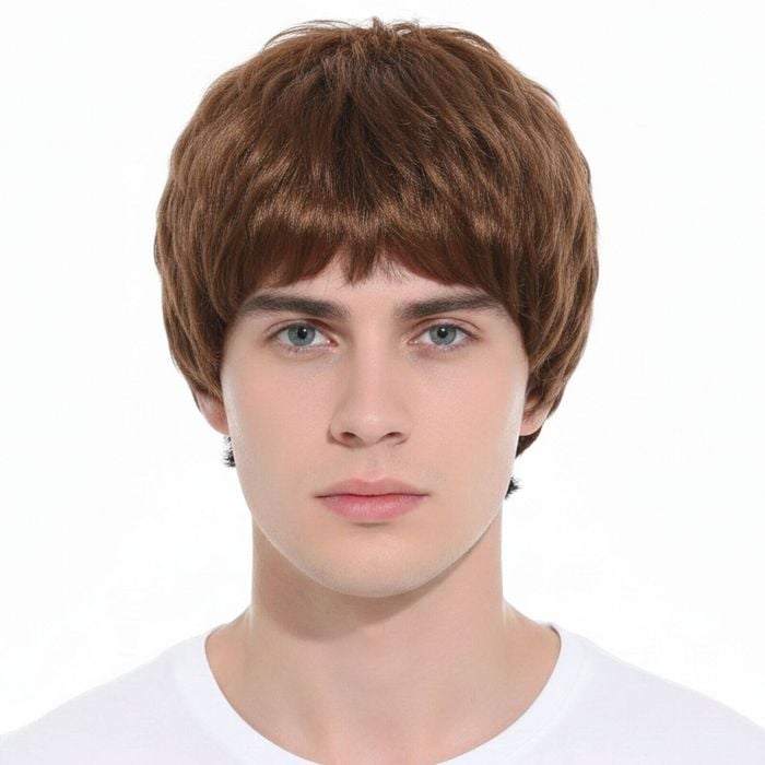Mens Short Party Wig Costume Party Dress Up Fancy Classic Style - Brown - Brown