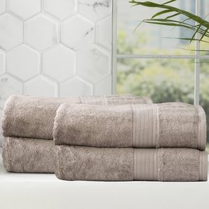 Renee Taylor 4 Piece Bamboo Cotton Bath Sheet Pewter