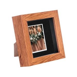 Nicola Spring Acrylic 3D Box Photo Frame with 2" x 2" Mount - 4" x 4"  - Dark Wood
