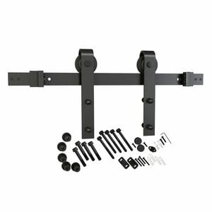 Rolltrak 2000 x 40 x 6mm Matte Black Smooth Finish Barn Door Track Side Fix Set