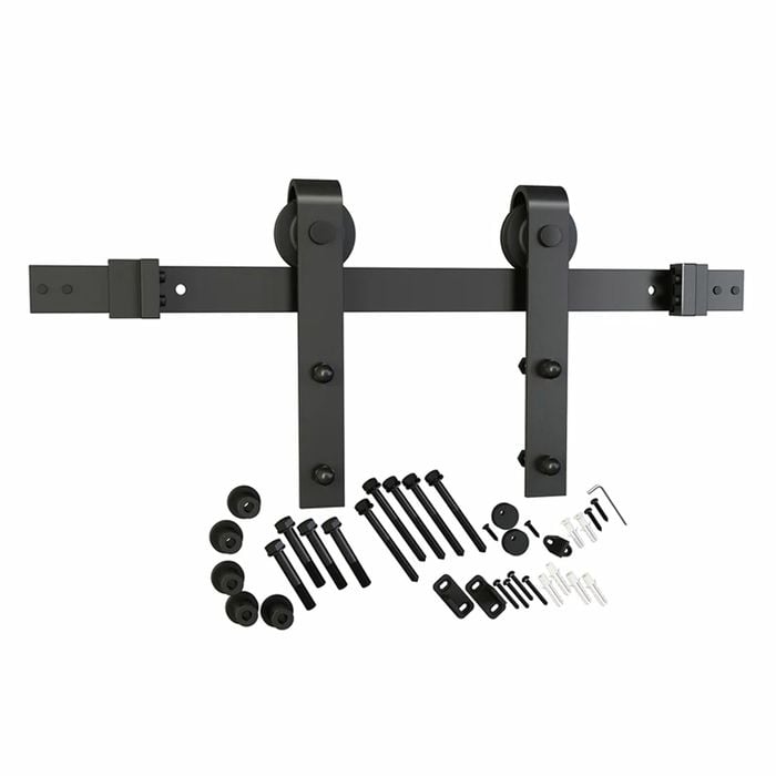 Rolltrak 2000 x 40 x 6mm Matte Black Smooth Finish Barn Door Track Side Fix Set 