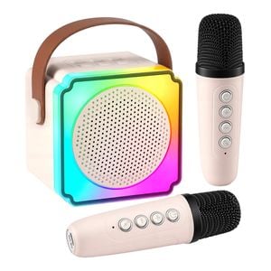Alpha Mini Portable Karaoke Machine for Adults Kids Bluetooth Speaker with 2 Wireless Microphones