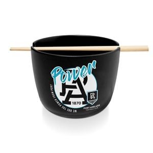 Afl Noodle Bowl With Chopsticks - Port Adelaide Power - Ceramic - 490ml Capacity