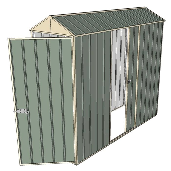 Build-a-Shed 0.8 x 2.3 x 2.1m Gable Single Hinged Door Shed with Single Sliding Side Door - Green