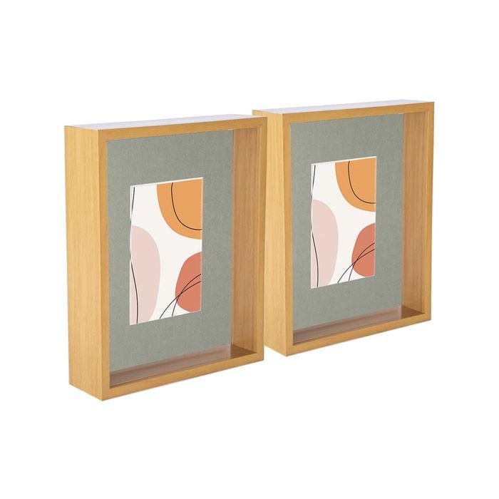 Nicola Spring 3D Deep Box Photo Frames - 8 x 10" with 4 x 6" Mount - Light Wood - Pack of 2
