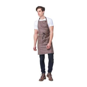 Urbanbar Linen Bib Apron Clementine Chocolate Adjustable Straps Professional Hospitality Uniform