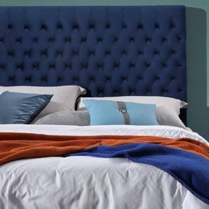Bedding Co. Velvet Luxe Bed Head Diamond Design Navy Blue Queen