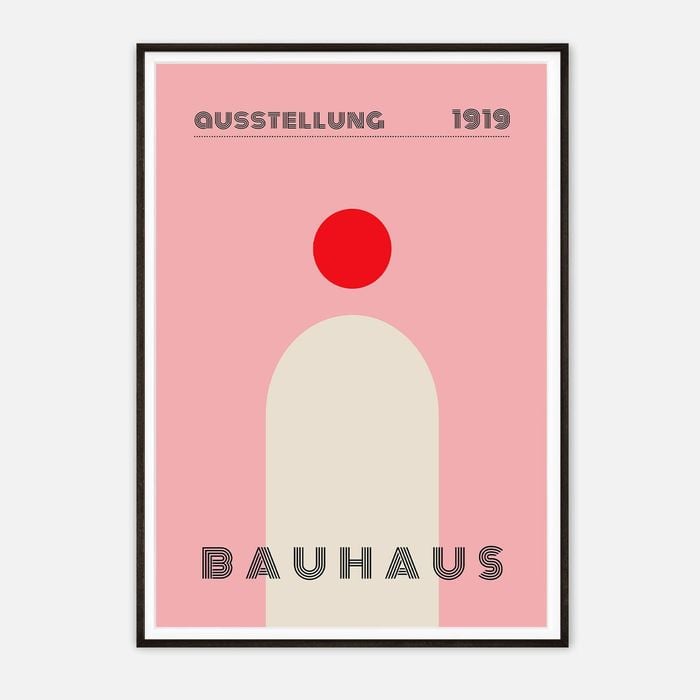 Galrie Bauhaus Ausstellung 1919 Art Print – Iconic Abstract Geometric Modern Design Decor, Black Frame, 50 x 70cm (20 x 28inch)
