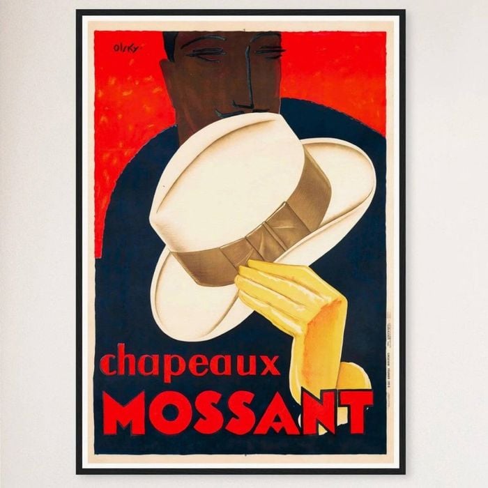 Galrie Chapeaux Mossant Vintage Advertising Poster Art Print by Olsky 1928 Décor, Black Frame, 50 x 70cm (20 x 28inch)