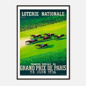 Galrie Vintage Horse Racing Art Print by Paul Colin Grand Prix de Paris 1936, Black Frame, A0 84 x 119cm (33 x 47inch)