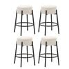 Oikiture 4x Bar Stools Boucle Fabric White Round