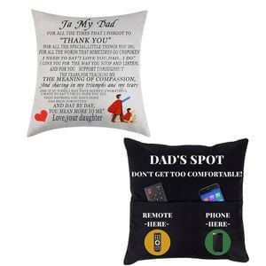 Catzon 2 Pcs Linen Throw Pillow Covers for Dear Dad Birthday Gifts for Father-Set 19