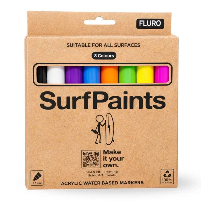 Surfpaints Fluro Acrylic Paint Pens - 4mm Durable Wide Nibs for All Surfaces