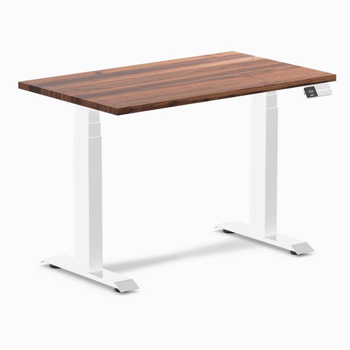 Desky Dual Mini Hardwood Sit Stand Desk White Frame 100cm