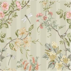 Floral Stripes Sage, Wallpaper 10.05m x 53cm Wallpaper Boutique