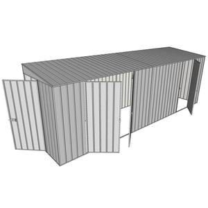 Build-a-Shed 1.5 x 6 x 2m Hinged Door Tunnel Shed With 3 Hinged Side Doors - Zinc