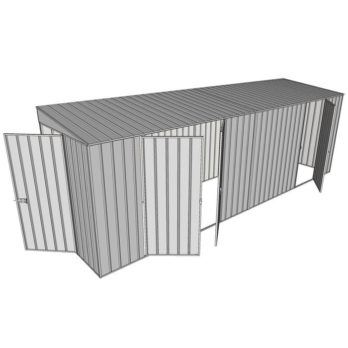 Build-a-Shed 1.5 x 6 x 2m Hinged Door Tunnel Shed With 3 Hinged Side Doors - Zinc