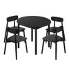 Oikiture 5PCS Dining Table Set 100cm Round Table 4 Rubberwood Dining Chairs