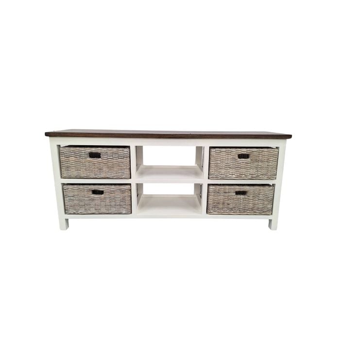 Elegance Living 150x38x65cm White & Grey Beige Zenna TV Cabinet