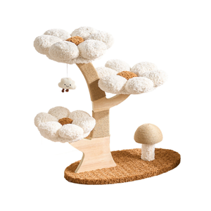 Flower Series Cat Tree White – 3 Platforms
