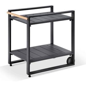 Bay Gallery Furnitire Balmoral Outdoor Aluminium Bar Cart On Wheels Charcoal