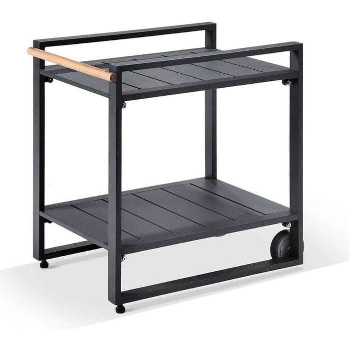 Bay Gallery Furnitire Balmoral Outdoor Aluminium Bar Cart On Wheels Charcoal