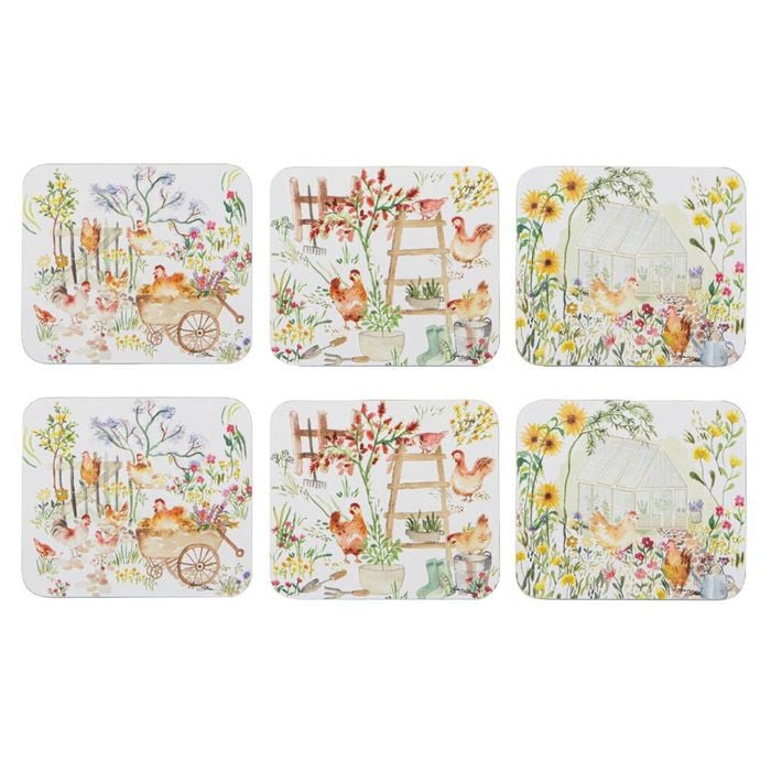 Ashdene Garden Hens Set Of 6 Coasters