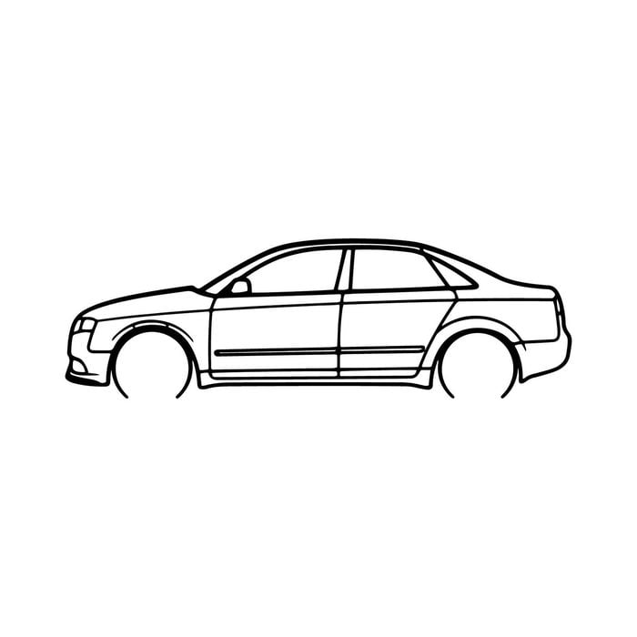 Ignite Laser Audi A4 87 S Line Silhouette Metal Wall Art Rustic Metal 47inch/120cm