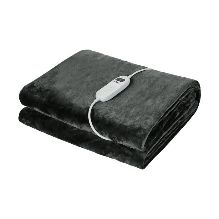 Bedra Bedding Electric Throw Rug Washable Heated Blanket Flannel Winter Warm Charcoal
