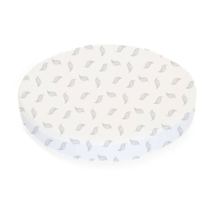 Babyhood Amani Bebe Organic Jersey Cotton Round Fitted Sheet - Grey Leaf