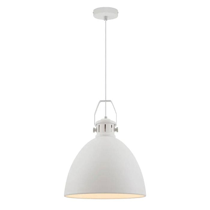 Telbix Fabrica Industrial Pendant Hanging Lamp Light Metal White