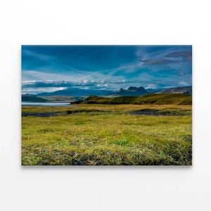 Green Grass Lands with Blue Sky   Print 100% Australian Made 75 x 50cm  (Stretched)