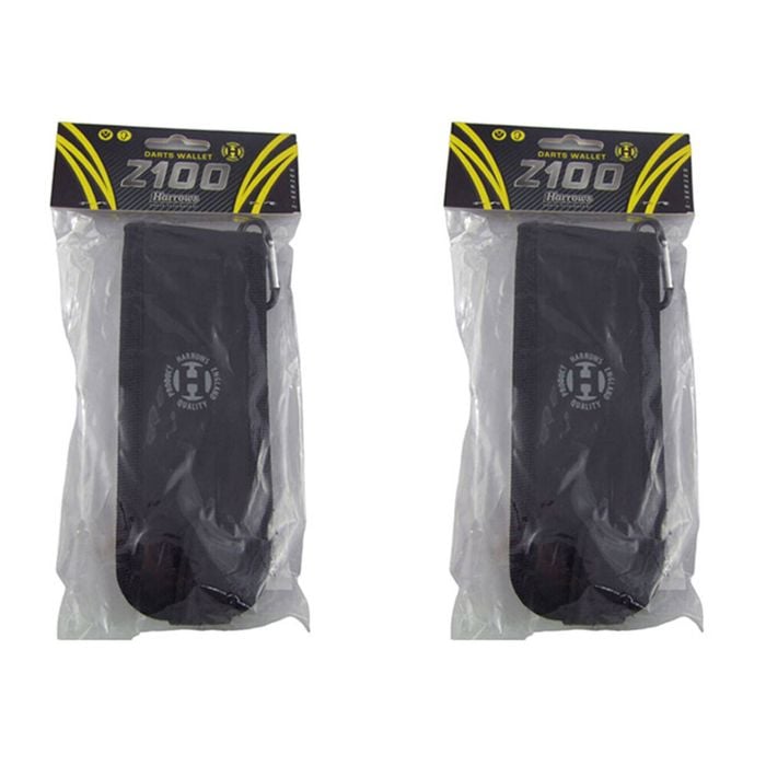 2PK Harrows Z100 Darts Wallet Case Secure Storage Pocket 17x6.5cm Black