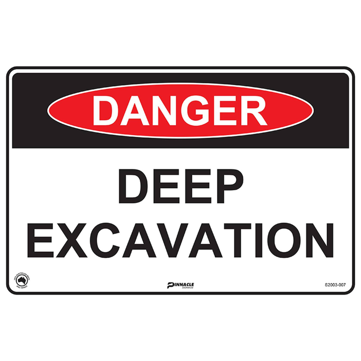 Pinnacle 300 x 200mm Poly Danger Deep Excavation Sign - Bunnings Australia