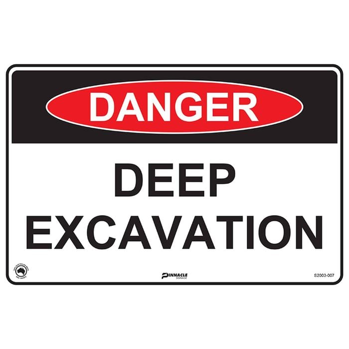 Pinnacle 300 x 200mm Poly Danger Deep Excavation Sign