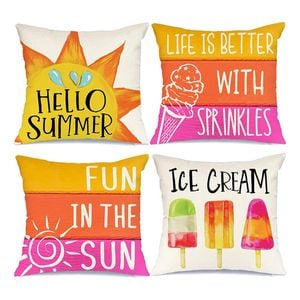 Catzon 4 Pcs Summer Decorative Throw Pillow Covers for Bedroom Living Room 50X50cm