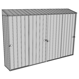 Build-a-Shed 0.4 x 3.0m Four Sliding Doors Garden Locker - Zinc