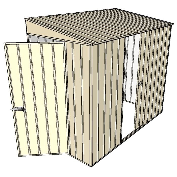 Build-A-Shed 1.2 x 2.3 x 2.0m Skillion Single Sliding Side Door Shed - Cream