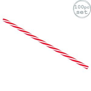 American Diner Style Red & White Striped Reusable Drinking Straws - Pack of 100